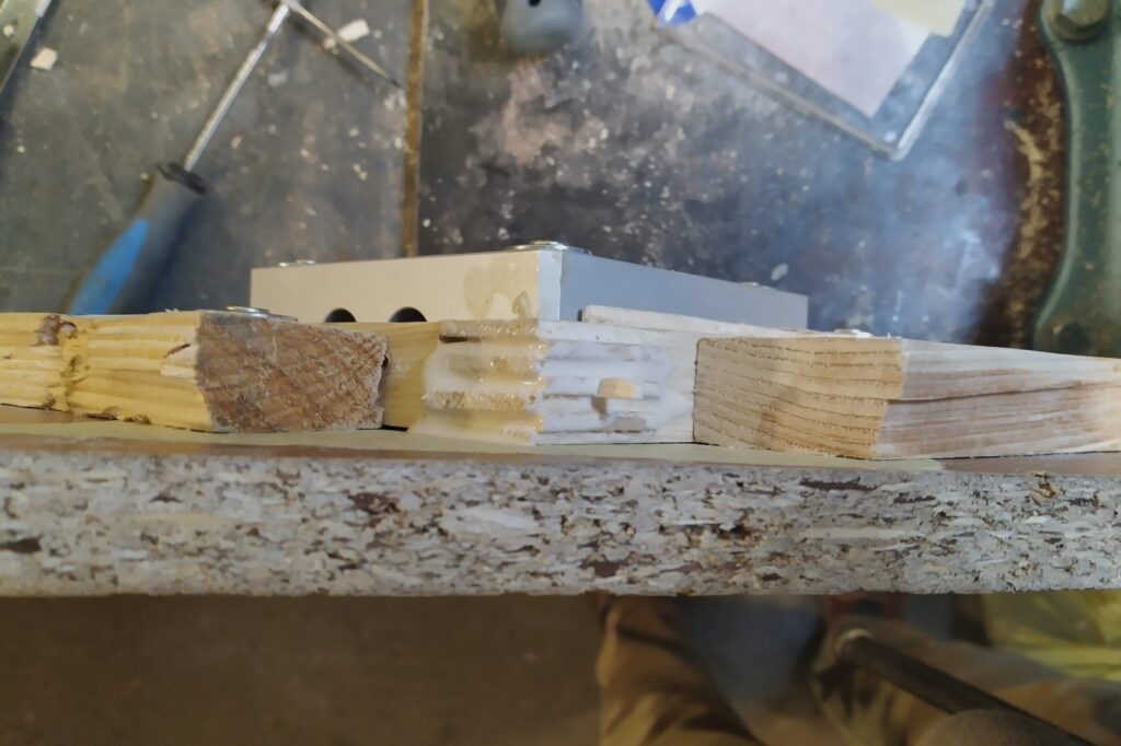 Eoncrafts bedside lamp inserting broken off pieces from the finger joint