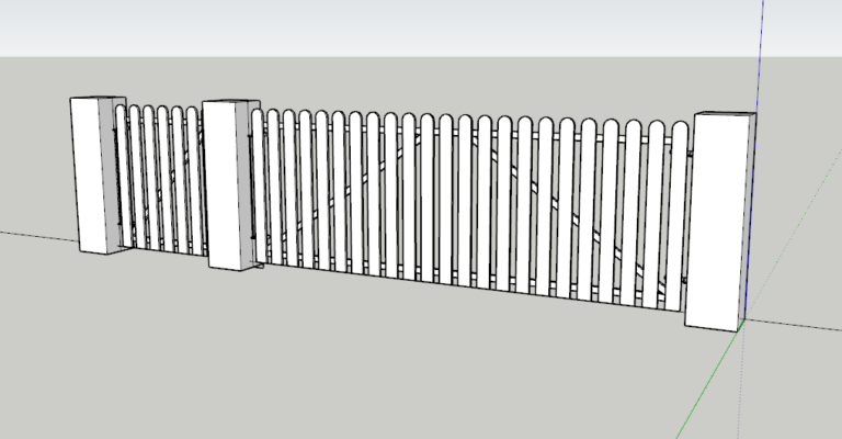 steel and wooden gate drawing